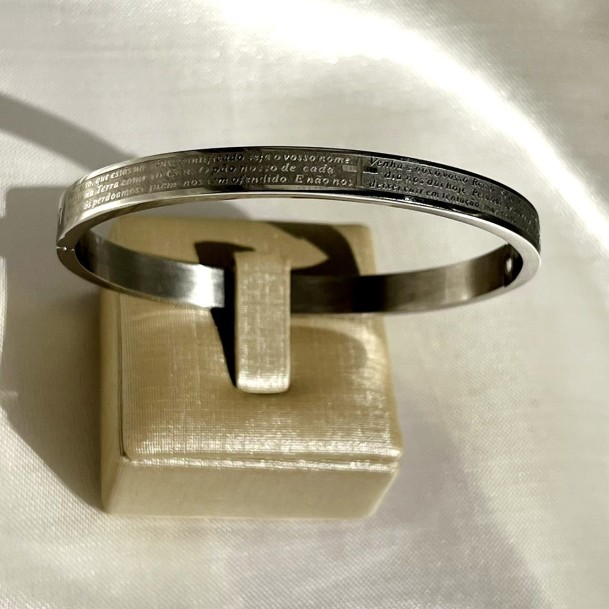 Bracelete Oração Do Pai Nosso Prateado