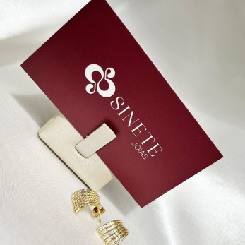 Brinco Leque Zircônia Cravejado