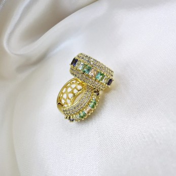 Brinco Argola Zircônia Candy Color Cravejado