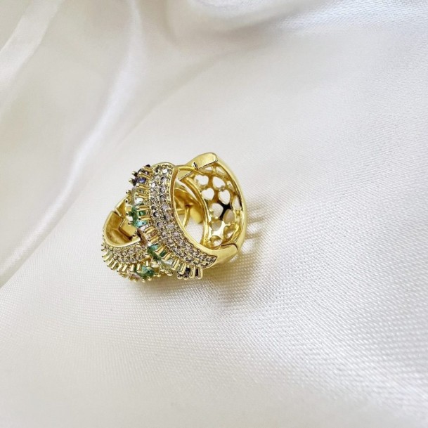 Brinco Argola Zircônia Candy Color Cravejado