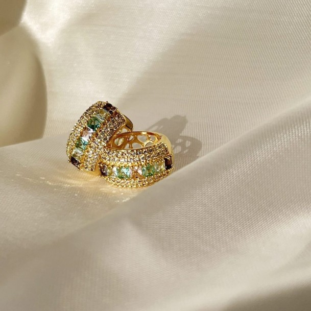 Brinco Argola Zircônia Candy Color Cravejado