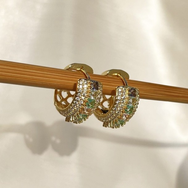 Brinco Argola Zircônia Candy Color Cravejado