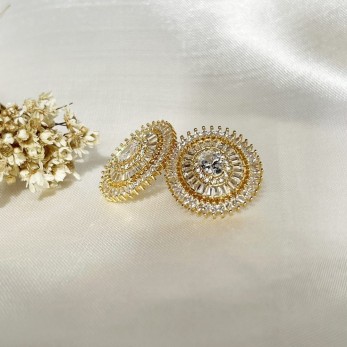 Brinco Pizza Oval Zircônia Cravejado