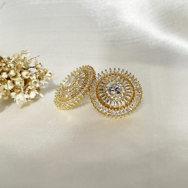 Brinco Pizza Oval Zircônia Cravejado