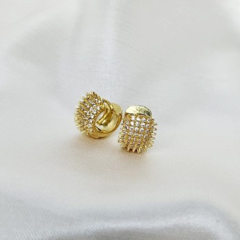 Brinco Argola Ouriço Zircônia Cravejado