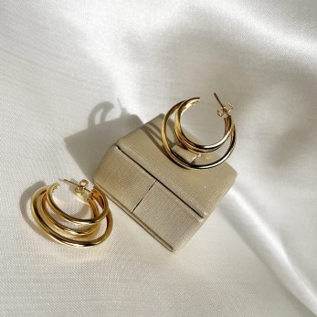 Brinco Argola Tripla Média Lua