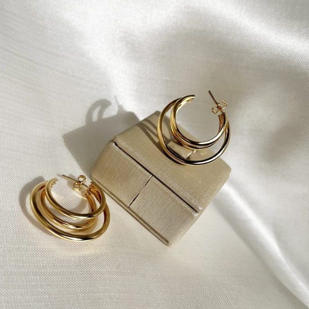 Brinco Argola Tripla Média Lua