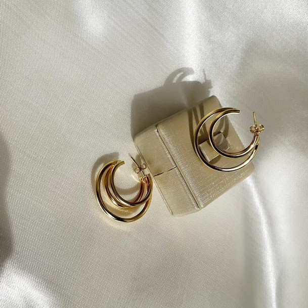 Brinco Argola Tripla Média Lua