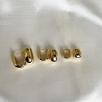 Brincos Trio de Argolas Retangular Médio