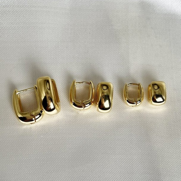 Brincos Trio de Argolas Retangular Médio