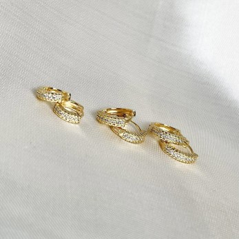 Brincos Trio de Argolas Cravejado