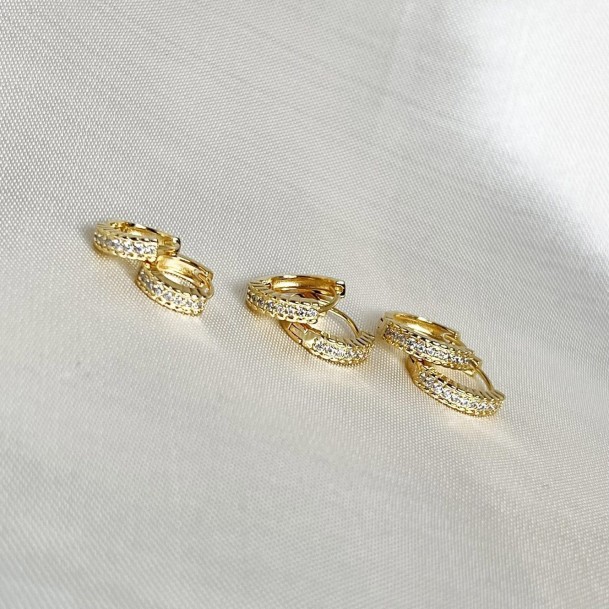 Brincos Trio de Argolas Cravejado