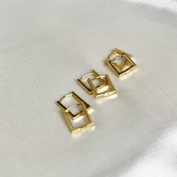 Brincos Trio de Argolas Quadrado