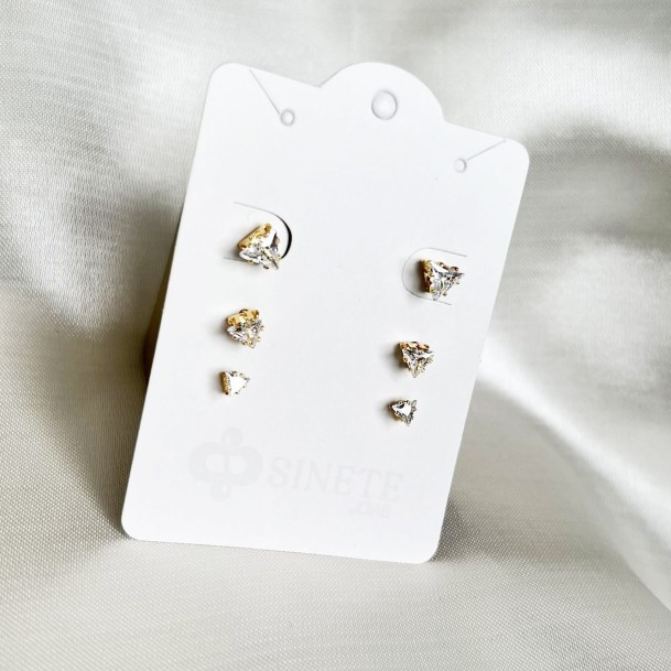 Brincos Trio Ponto de Luz Triângulo