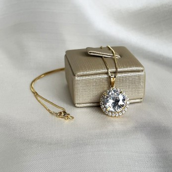 Colar Flor Strass Cristais