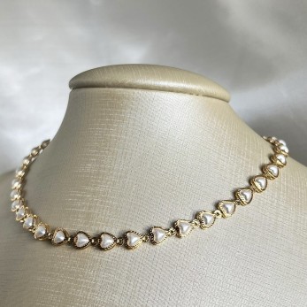 Colar Choker Coração Pérola