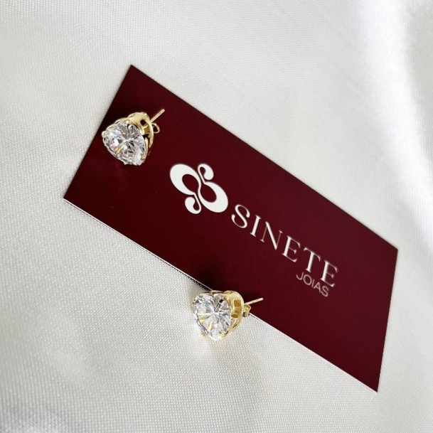Brinco Zircônia Coração Pequeno