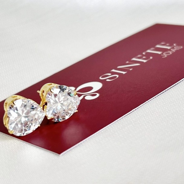 Brinco Zircônia Coração Pequeno