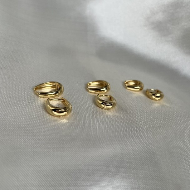 Brincos Trio de Argolas Oval Pequenas