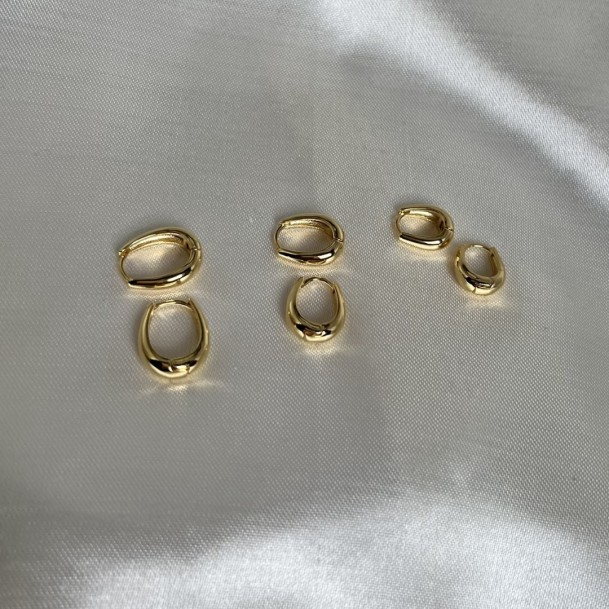 Brincos Trio de Argolas Oval Pequenas