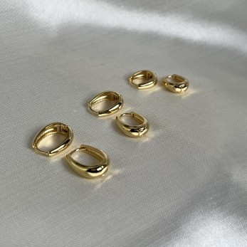 Brincos Trio de Argolas Oval Pequenas