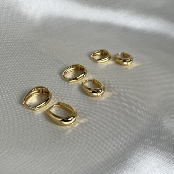 Brincos Trio de Argolas Oval Pequenas